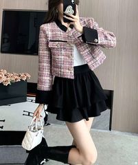 Áo khoác dạ TOMMY KẺ TÍM mã 2411Z