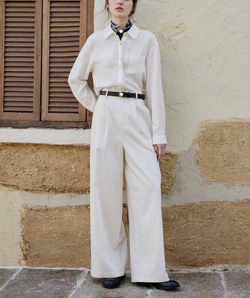 Quần suông LINEN màu trắng ZARA102