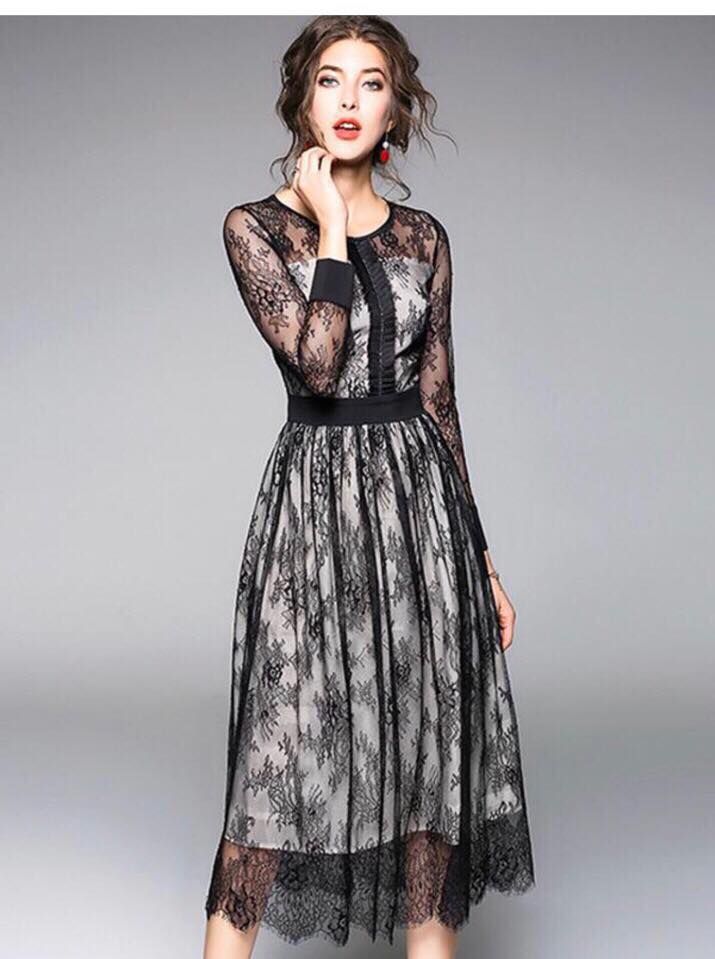 Đầm Midi lace dress zara ren