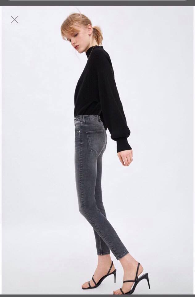 Quần Jean nữ ZARA xám skiny xịn