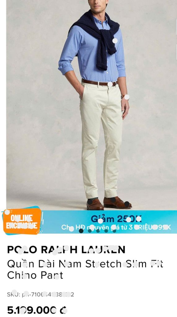 Quần Kaki nam Polo mã 1410