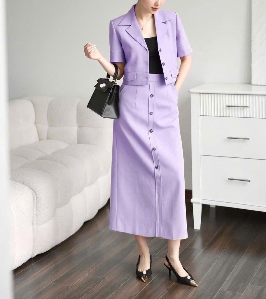 Sét bộ váy màu tím Vero 1909