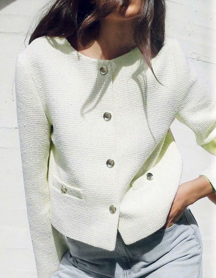 Áo khoác dạ trắng Tommy mã 1610