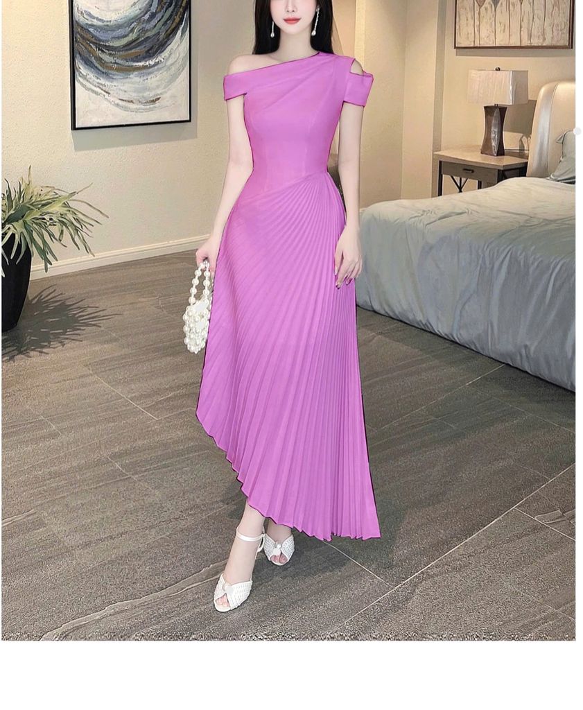 Đầm dập ly lệch vai CK1710