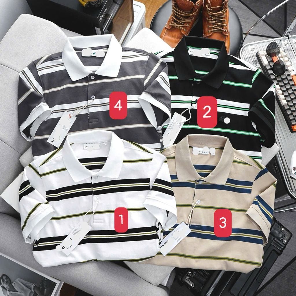 Áo thun nam Lacostte sọc mã LC2112P
