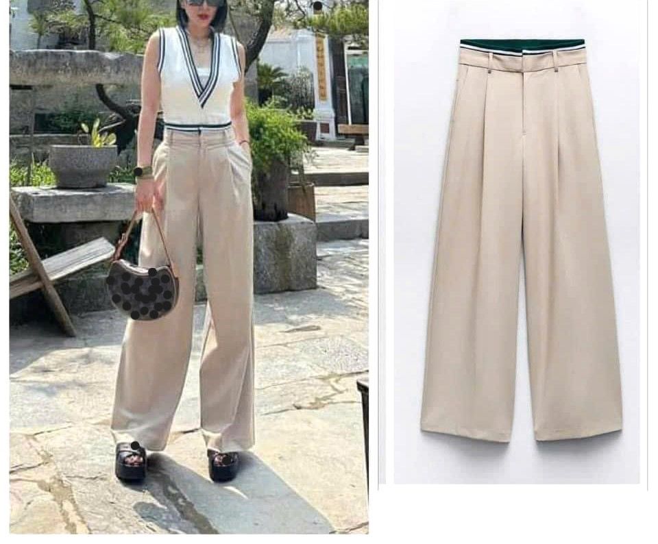 Quần zara suông cạp phối xanh mã 2209