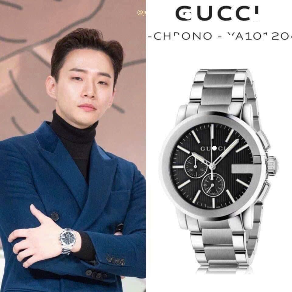 Guccii YYA101204 Men's G-Chrono Chronograph Bracelet Strap Watch, Silver/Black