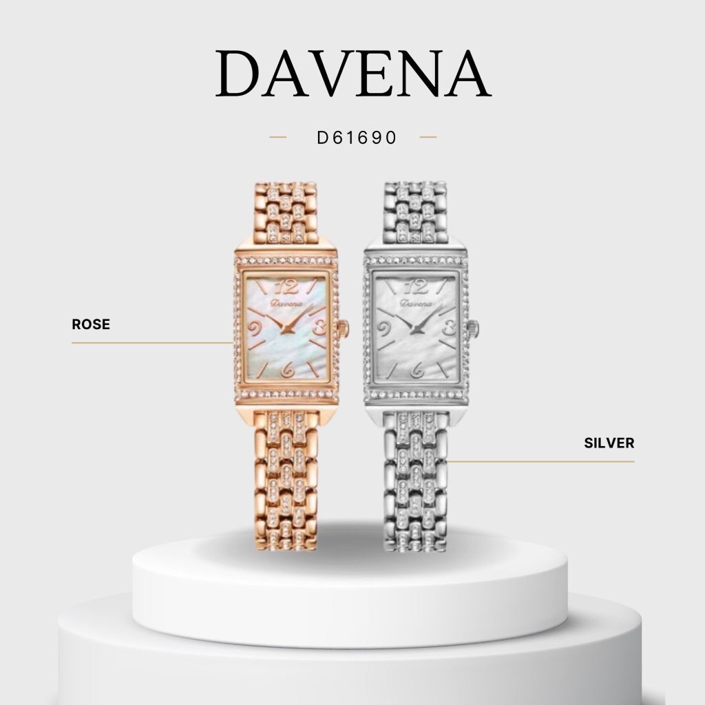 Đồng hồ Davena 61690 mẫu chữ nhật