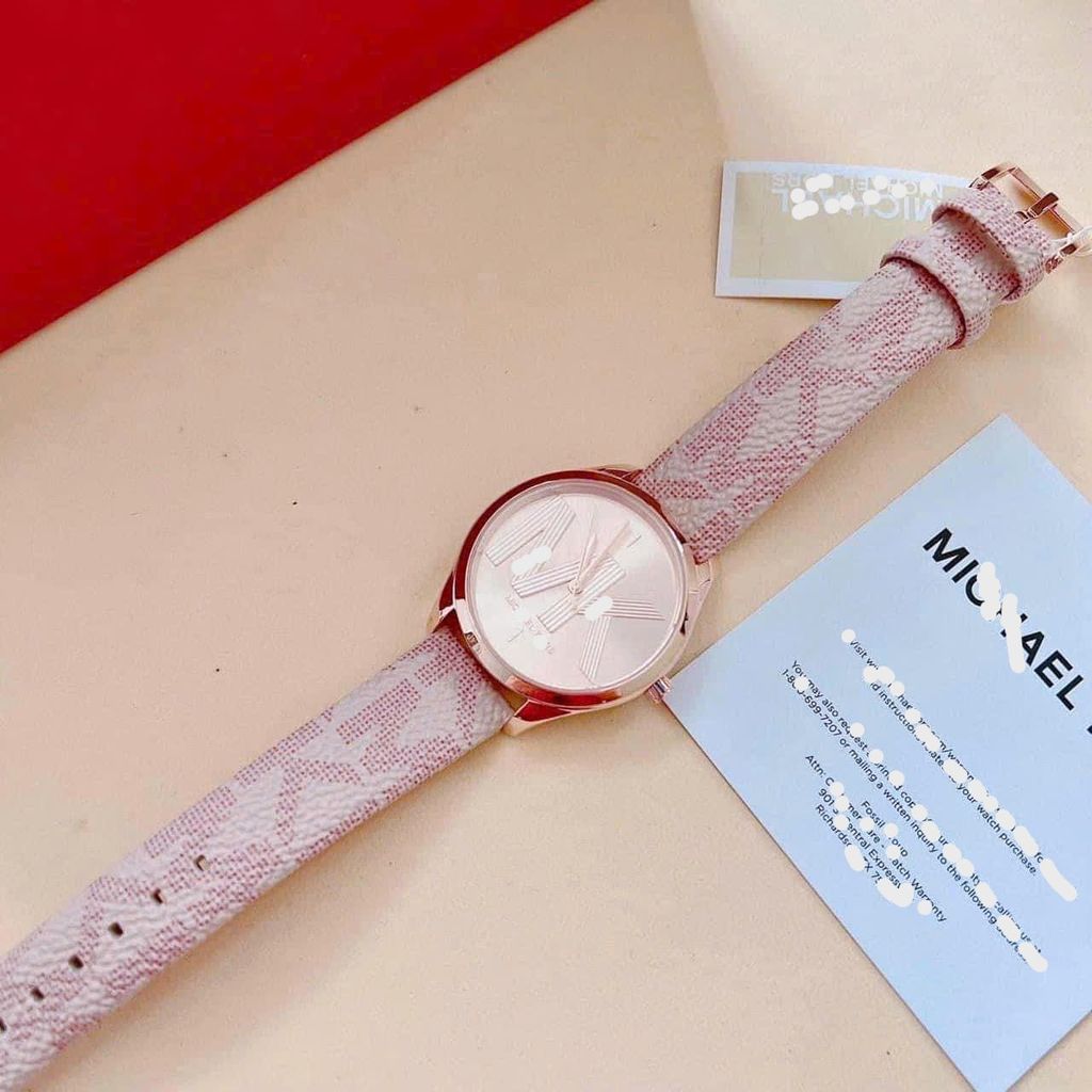 Đồng hồ MK2879 dây logo hồng