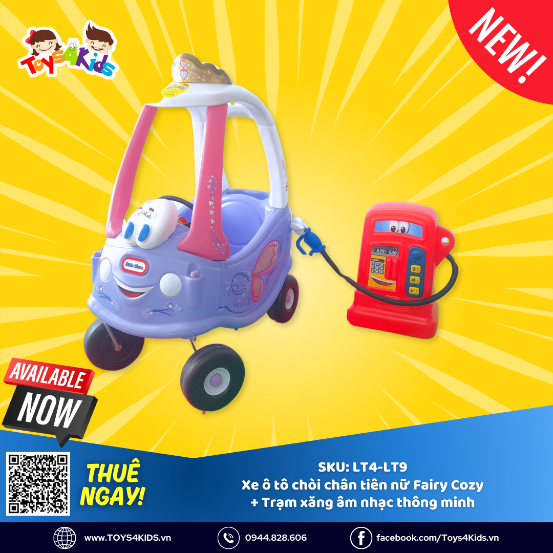  Combo Xe ô tô chòi chân tiên nữ Fairy Cozy Little Tikes + Trạm xăng âm nhạc thông minh Little Tikes 