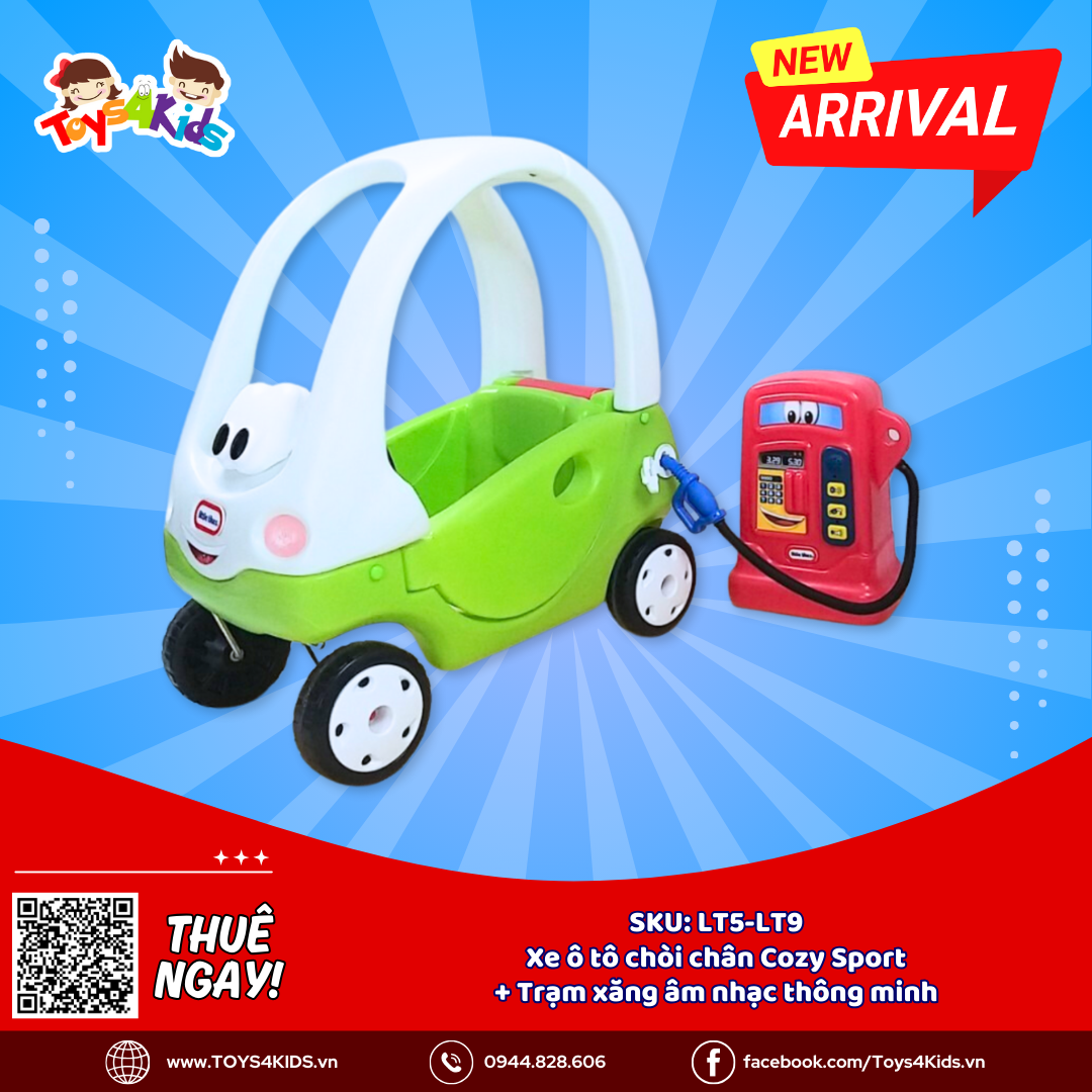  Combo Xe ô tô chòi chân Cozy Sport Little Tikes + Trạm xăng âm nhạc thông minh Little Tikes 