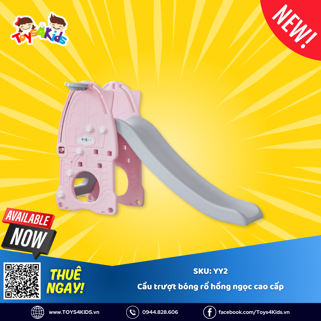  Cầu trượt kết hợp bóng rổ hồng ngọc YaYa cao cấp 
