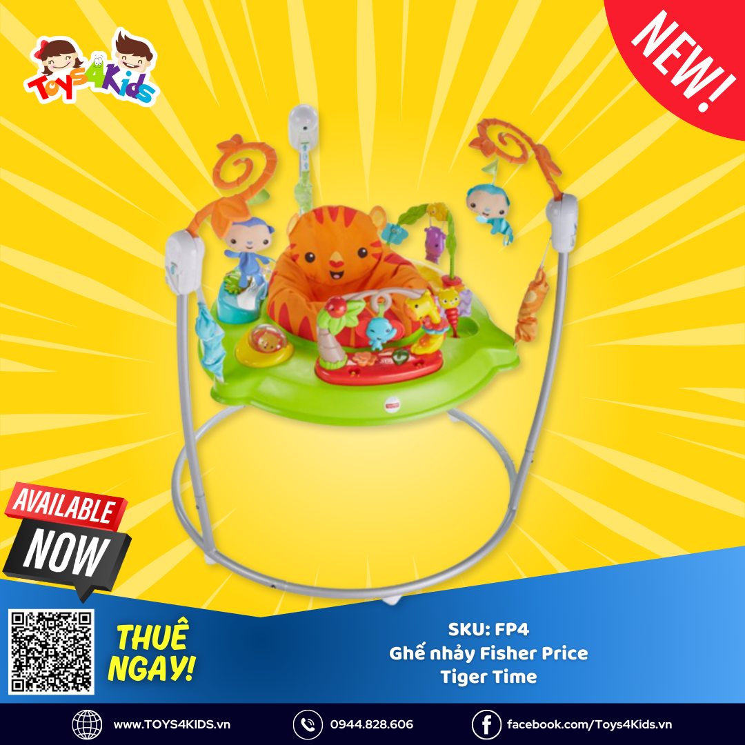  Ghế nhảy Fisher Price Tiger Time Jumperoo with Music, Light & Sounds 