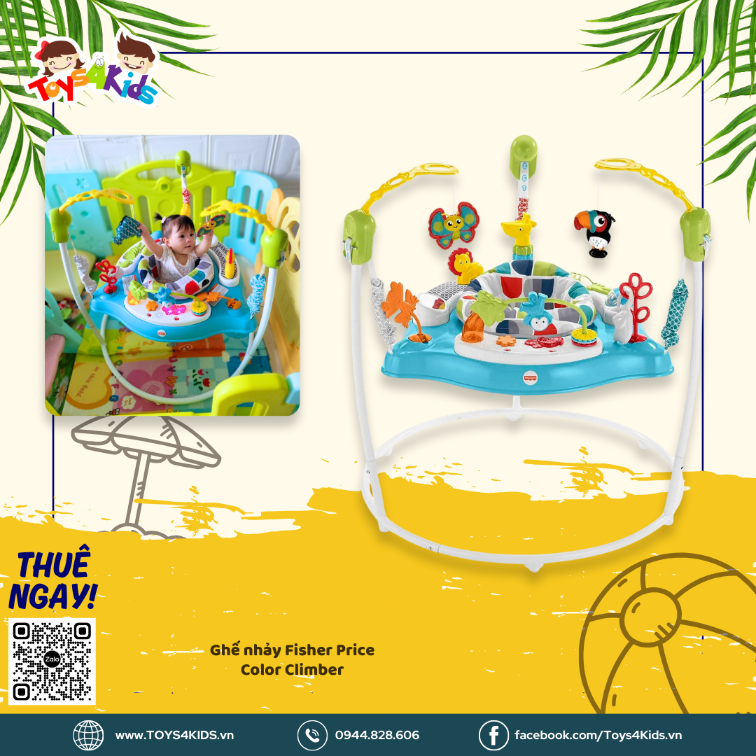  Ghế nhảy Fisher Price Baby Bouncer Color Climbers Jumperoo 