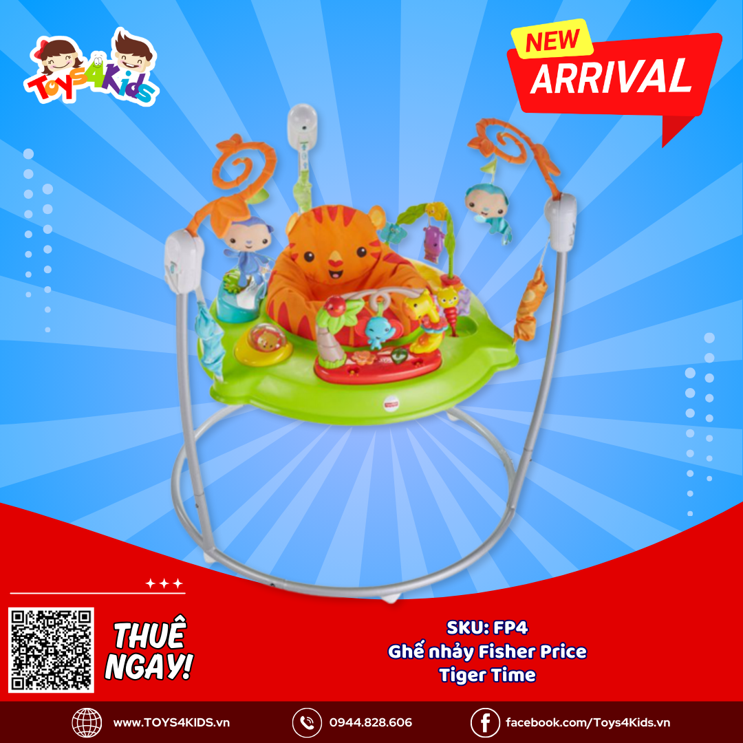  Ghế nhảy Fisher Price Tiger Time Jumperoo with Music, Light & Sounds 