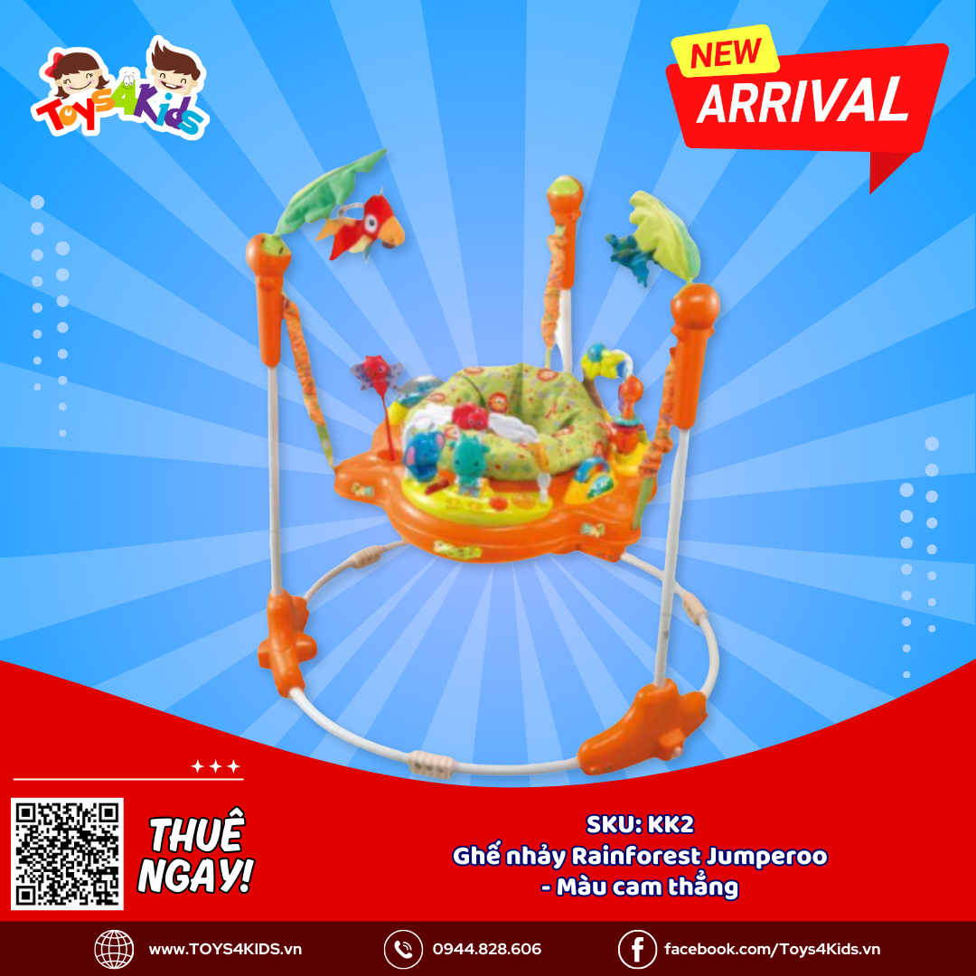  Ghế nhảy Jumperoo Rainforest màu cam, chân thẳng 
