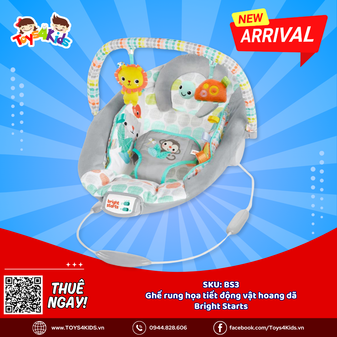  Ghế rung họa tiết động vật hoang dã Bright Starts 
