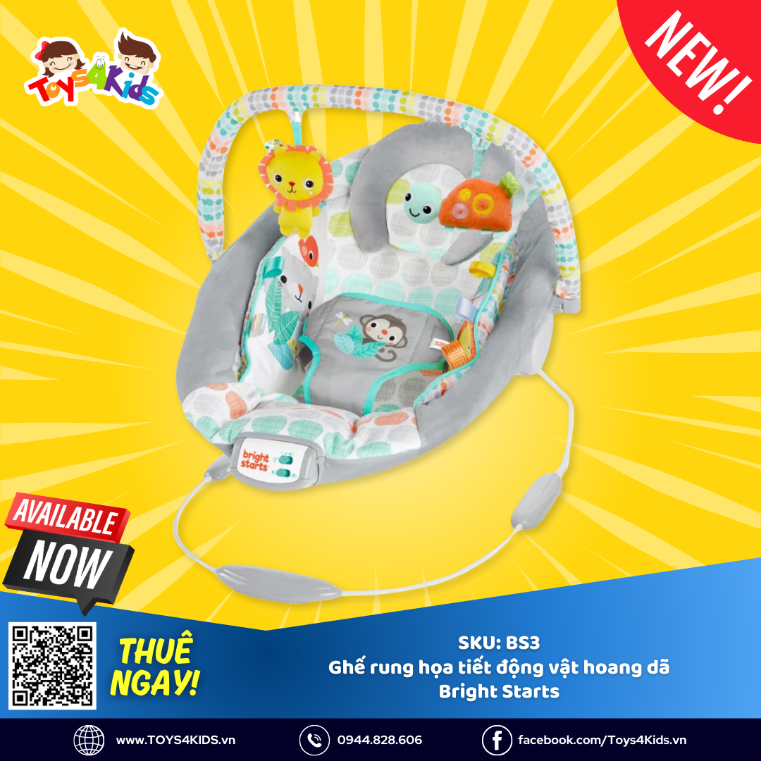  Ghế rung họa tiết động vật hoang dã Bright Starts 