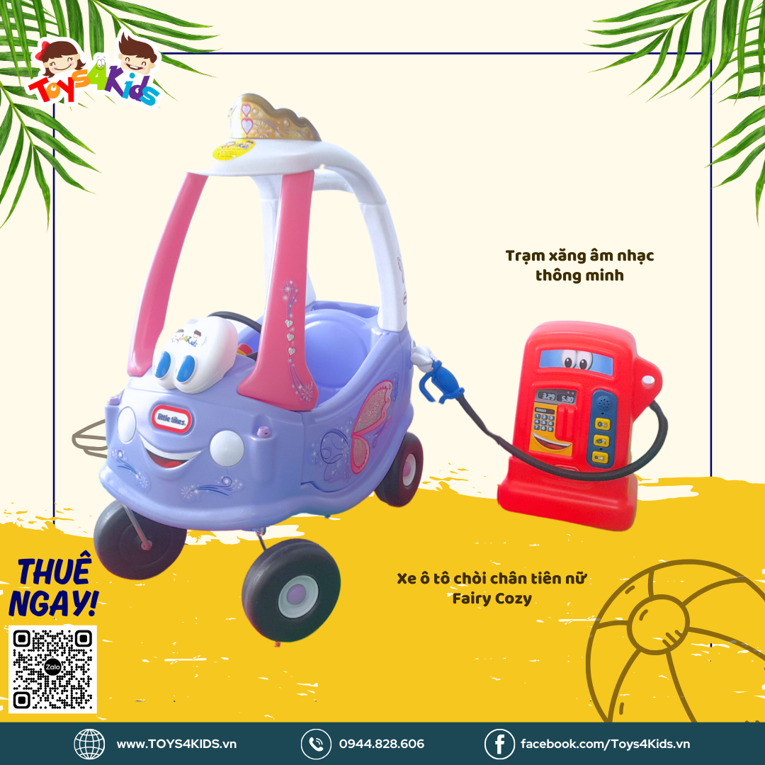  Combo Xe ô tô chòi chân tiên nữ Fairy Cozy Little Tikes + Trạm xăng âm nhạc thông minh Little Tikes 