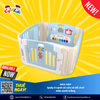  Quây 4 cạnh có cửa và đồ chơi màu xanh trắng 