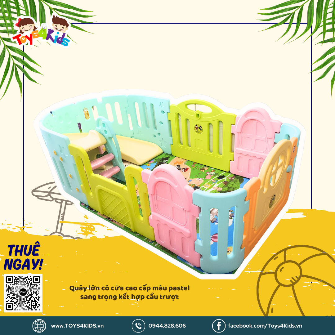  Quây lớn có cửa cao cấp màu pastel sang trọng kết hợp cầu trượt 