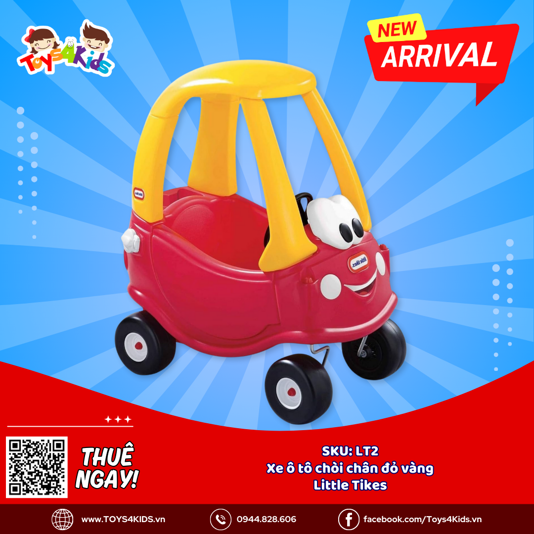  Xe ô tô chòi chân đỏ vàng Little Tikes 