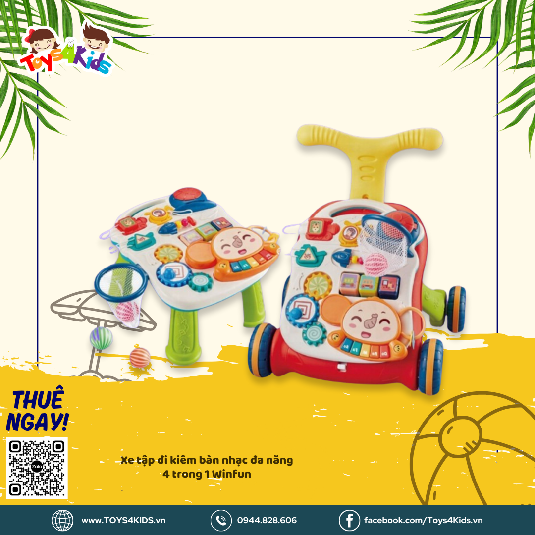  Xe tập đi kiêm bàn nhạc đa năng 4 trong 1 Winfun 