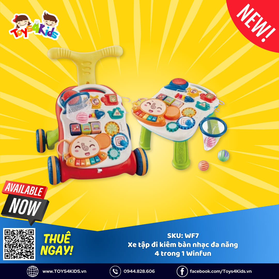  Xe tập đi kiêm bàn nhạc đa năng 4 trong 1 Winfun 