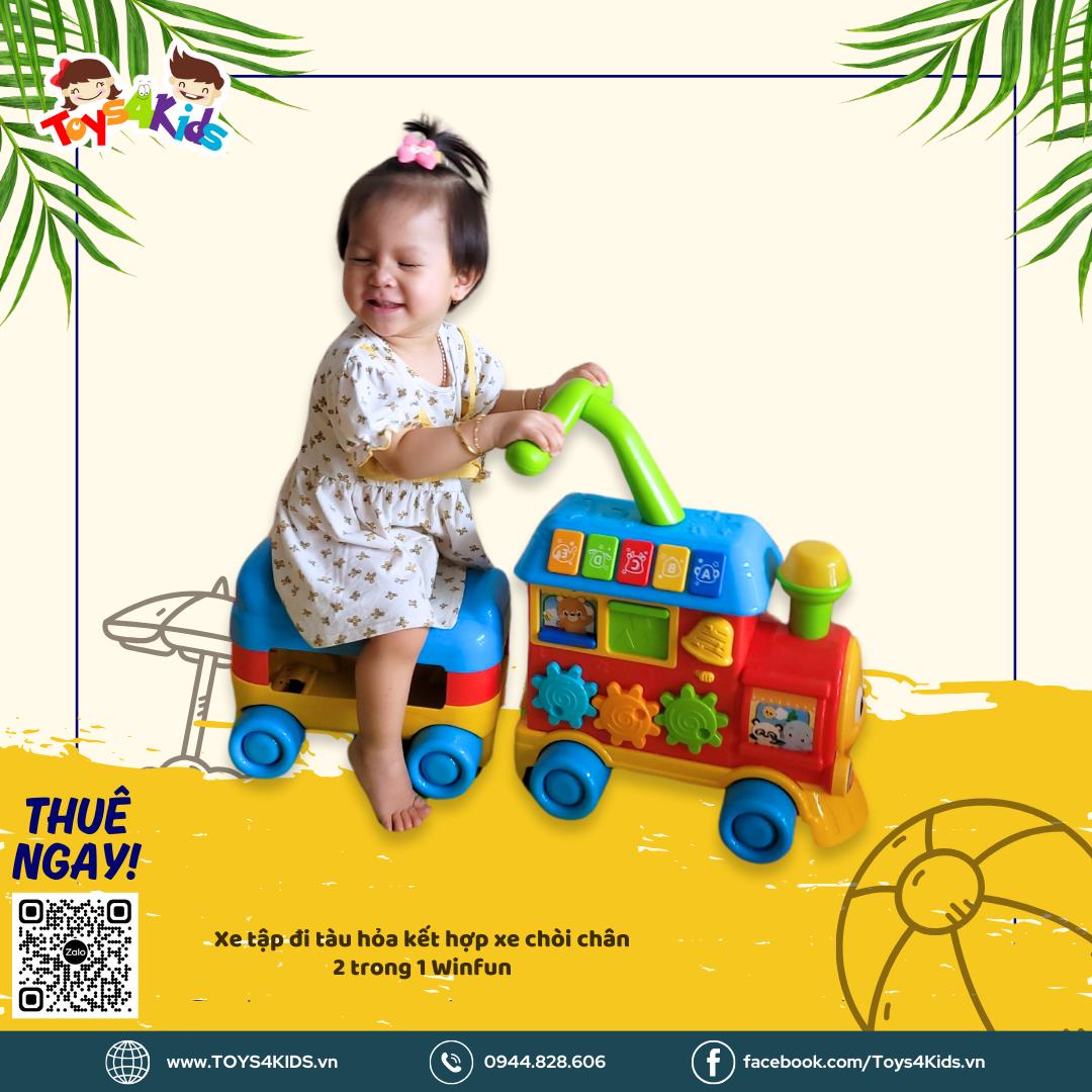  Xe tập đi tàu hỏa kết hợp xe chòi chân 2 trong 1 Winfun 