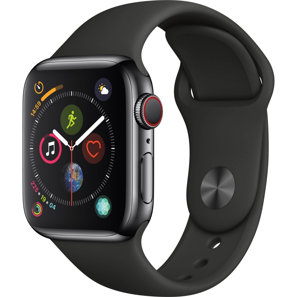 Apple Watch Series 4 LTE Space Black Stainless Steel Case with Black Sport Band