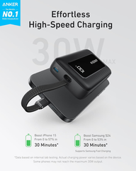 Pin dự phòng Anker Zolo 20000mAh 30W 1A1C tích hợp cáp type-C A1689