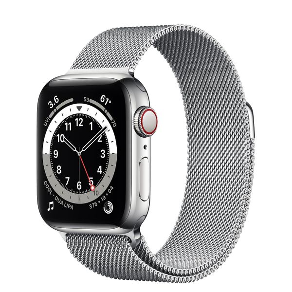 Apple Watch S6 Silver Stainless Steel Case with Milanese Loop (GPS+Cellular)