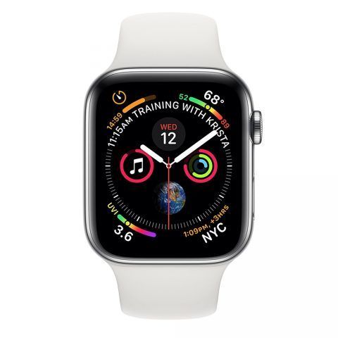 Apple Watch Series 4 LTE Stainless Steel Case with White Sport Band