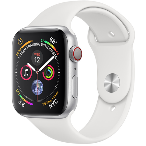 Apple Watch Series 4 Silver Aluminum Case with White Sport Band (GPS + Celullar)