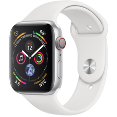 Apple Watch Series 4 Silver Aluminum Case with White Sport Band (GPS + Celullar)