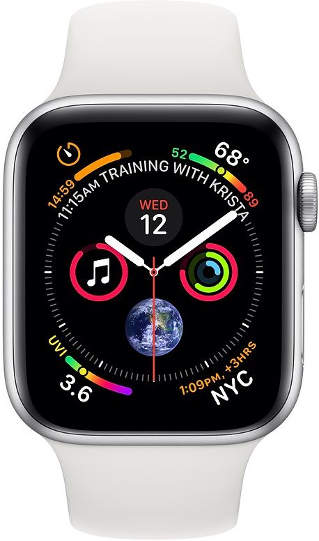 Apple Watch Series 4 Silver Aluminum Case with White Sport Band (GPS + Celullar)