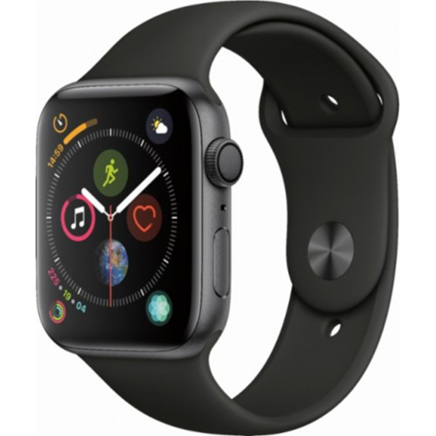 Apple Watch S4 Black Aluminum Case with Black Sport Band GPS Like Ne