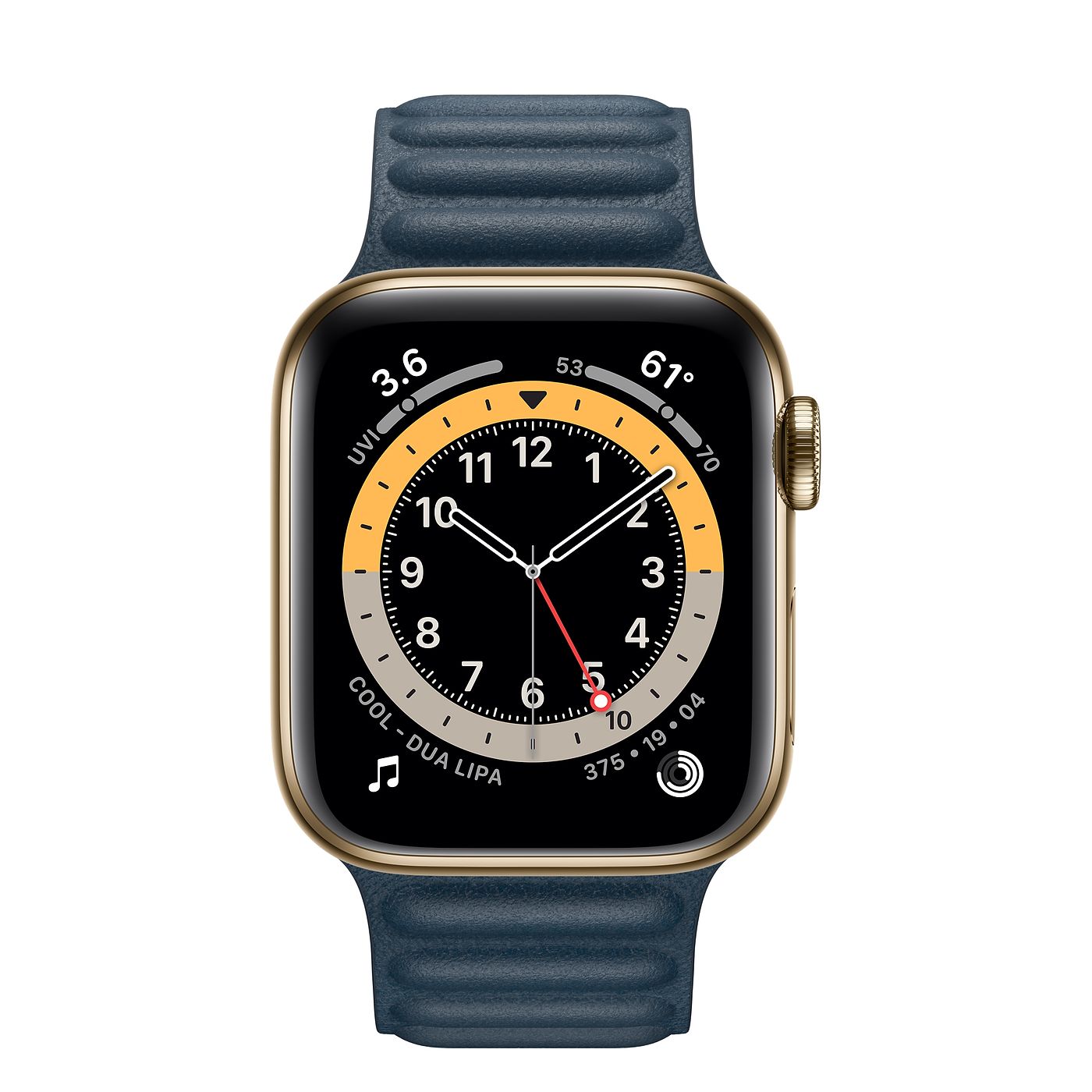 Apple watch gold stainless steel case with leather link hot sale