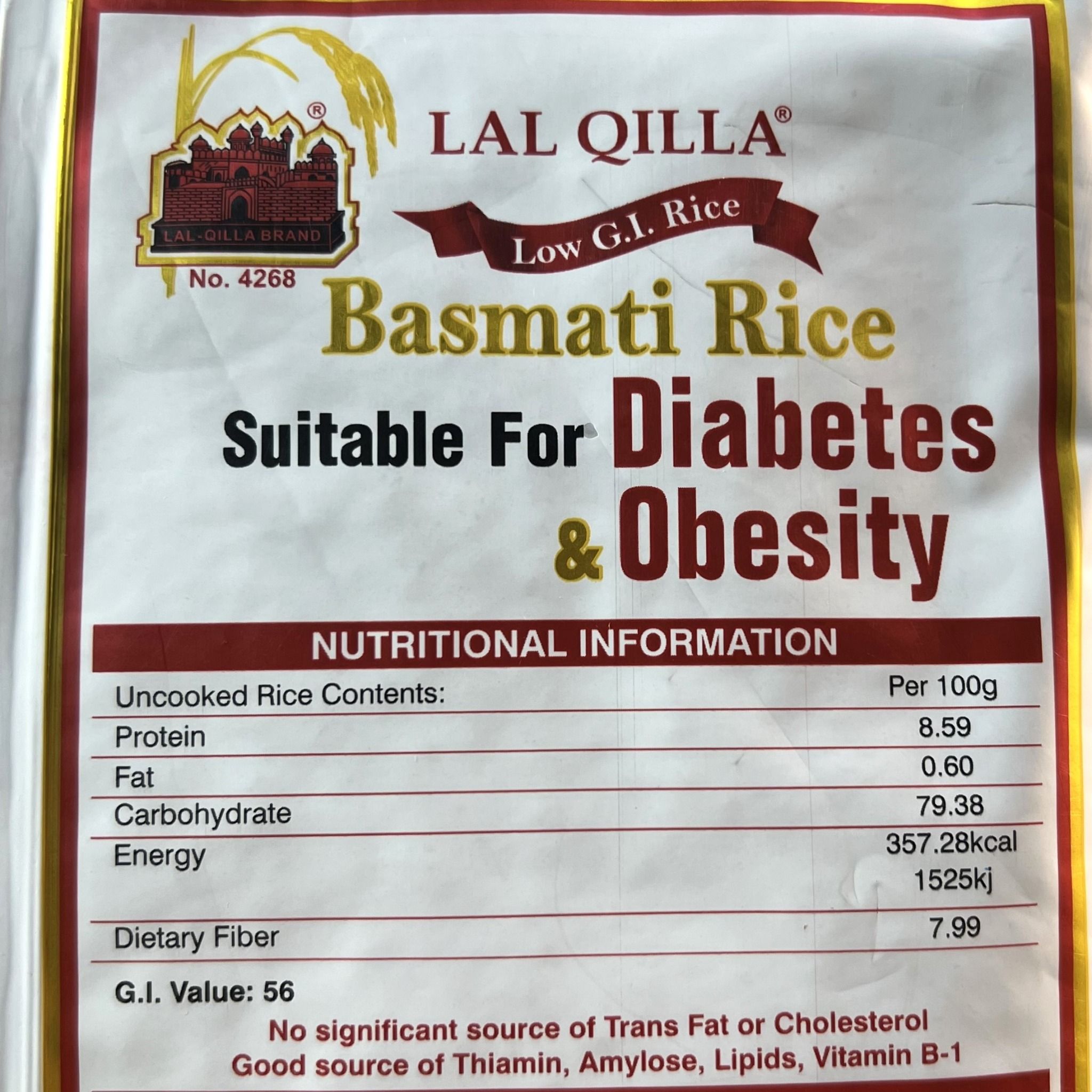  Gạo tiểu đường Ấn Độ Lal Qilla Low GI Basmati Rice for Diabetes & Obesity, 5kg 