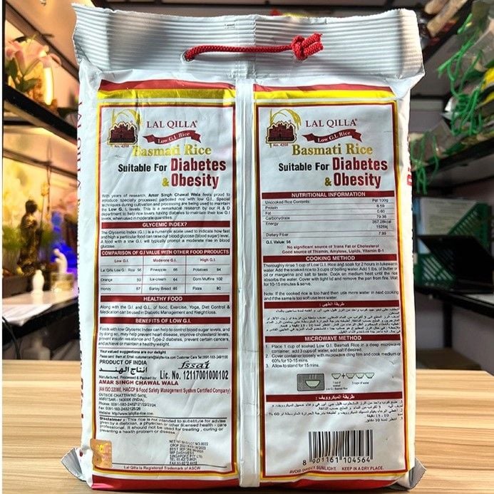  Gạo tiểu đường Ấn Độ Lal Qilla Low GI Basmati Rice for Diabetes & Obesity, 5kg 