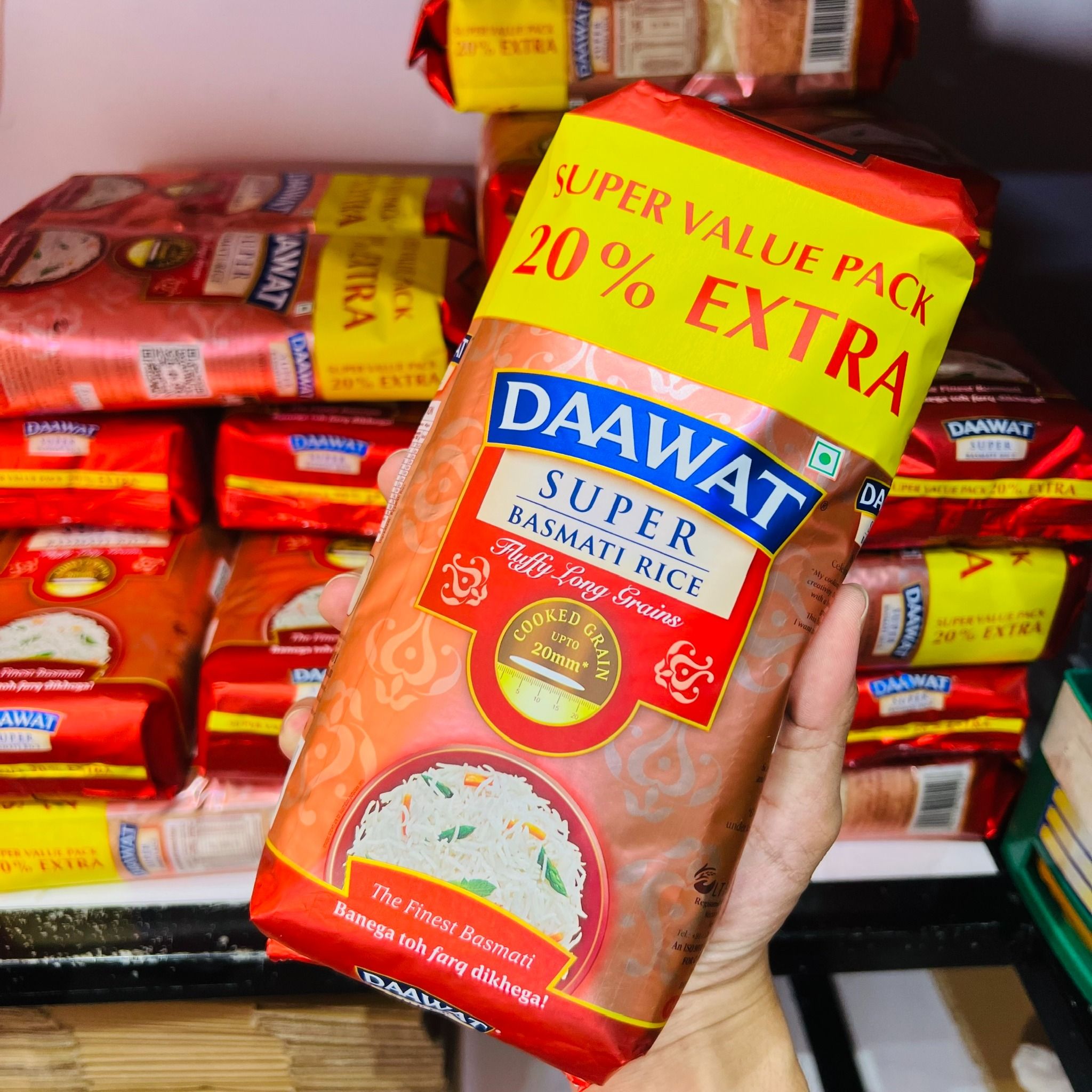  Gạo hạt dài Ấn Độ DAAWAT Super Basmati Rice, phù hợp người tiều đường, giảm cân, 1 kg 