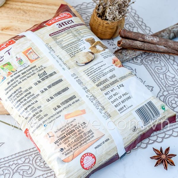  Bột mì nguyên cám Ấn Độ RAJDHANI Whole Wheat Flour /chakki Atta, 5kg 