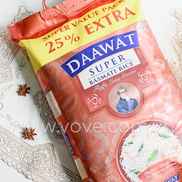  Gạo hạt dài Ấn Độ DAAWAT Super Basmati Rice, phù hợp người tiều đường, giảm cân, 5kg 