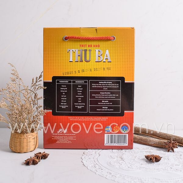  Khô bò Quãng Ngãi hiệu Thu Ba loại Sợi hộp 500gr 