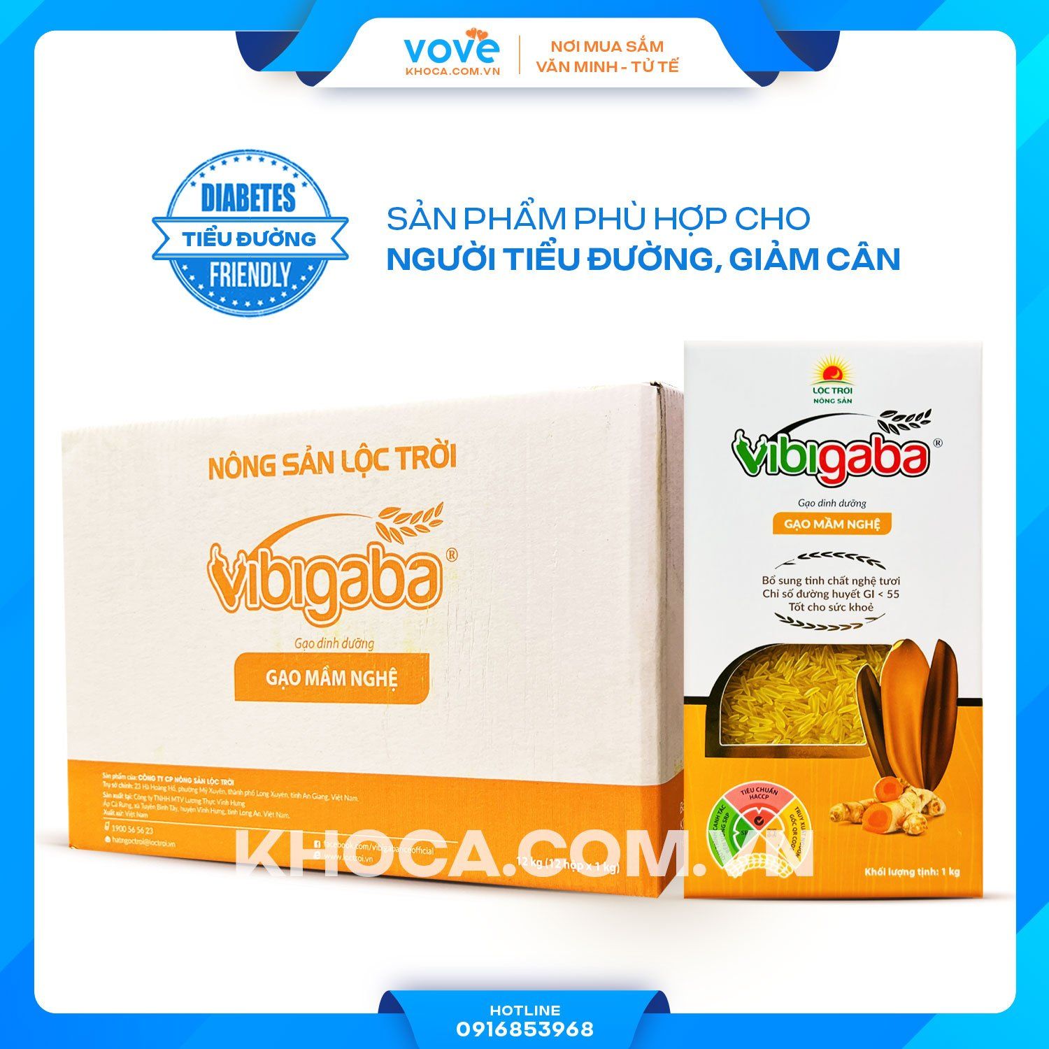  Gạo mầm nghệ Vibigaba dành cho người tiểu đường, thùng 12 kg (12 hộp) 