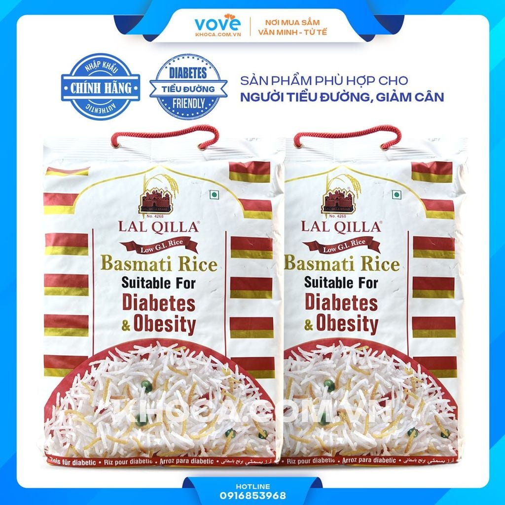 gao tieu duong an do lal qilla low gi basmati rice for diabetes obesity 5kg