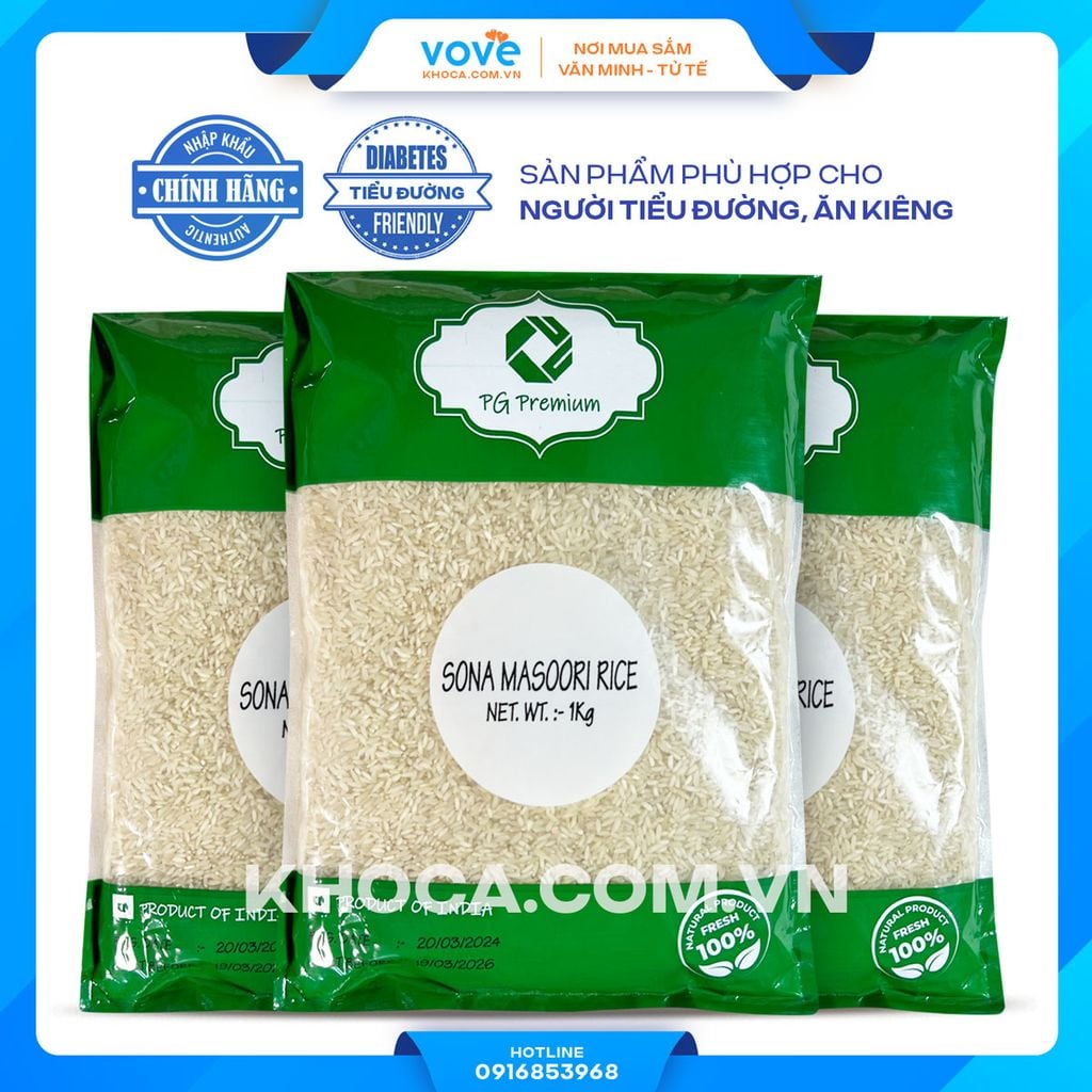 gao hat ngan nho an do pg sona masoori rice 5kg