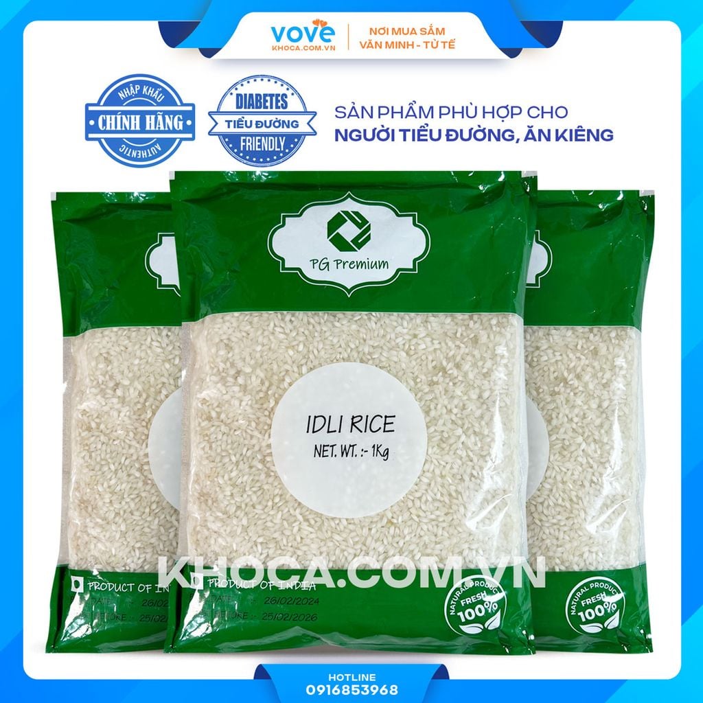 gao hat ngan tron an do pg idli rice idly rice 1 kg goi