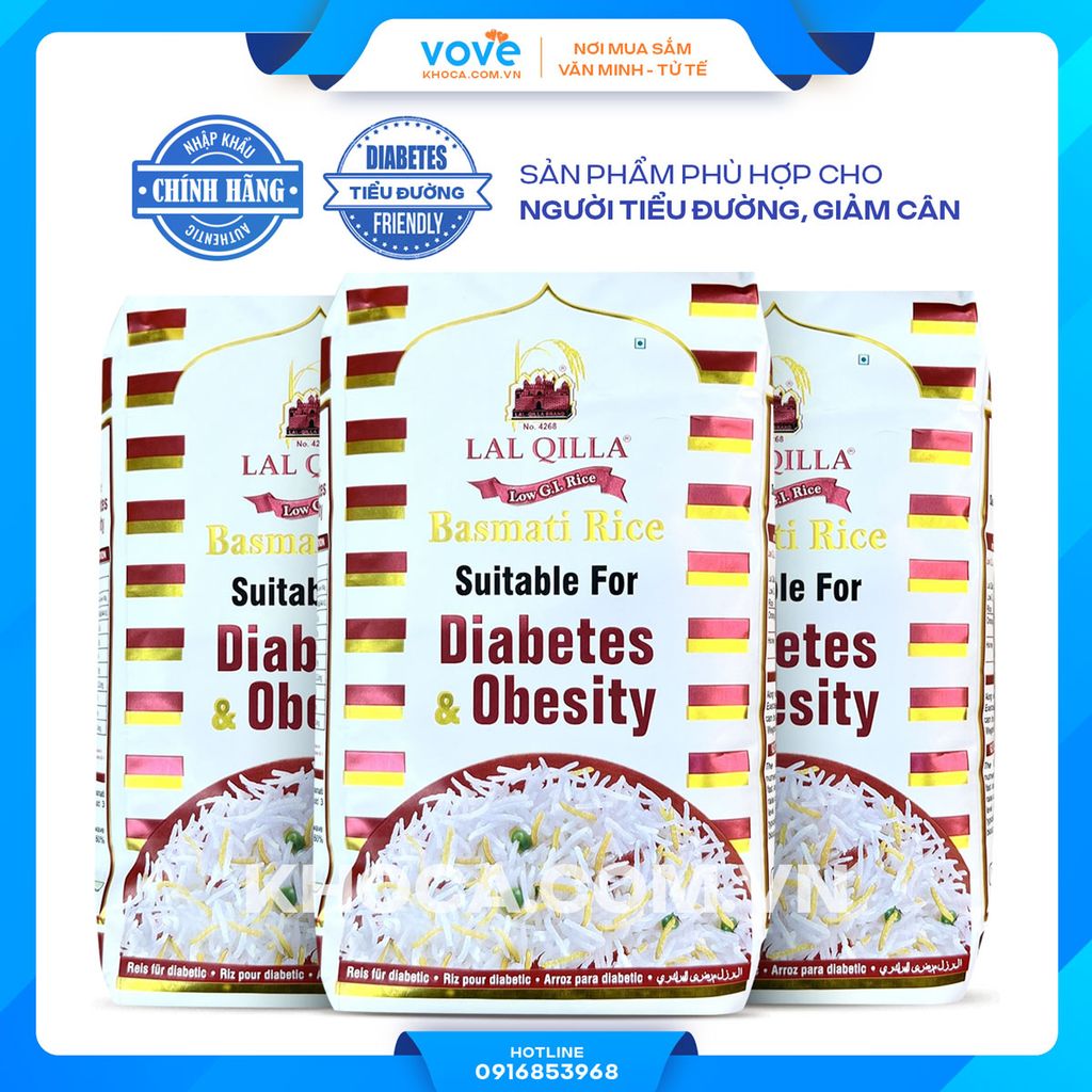 gao chuyen dac biet cho nguoi tieu duong tu an do lal qilla low gi basmati rice for diabetes obesity 1kg