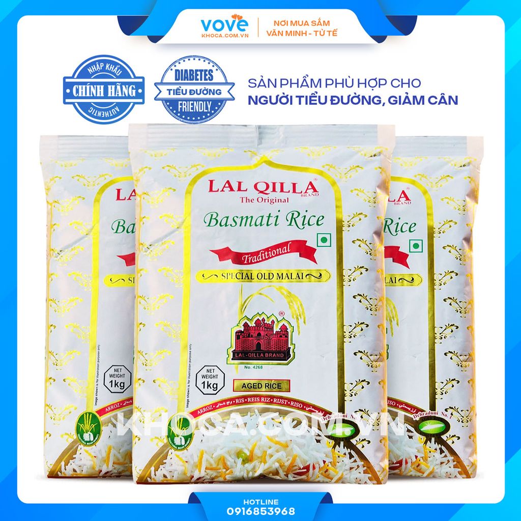 gao hat dai truyen thong an do lal qilla traditional basmati rice phu hop nguoi tieu duong giam can 1kg
